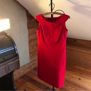 Tahari Red A-Line Single Button Dress, EUC, 6